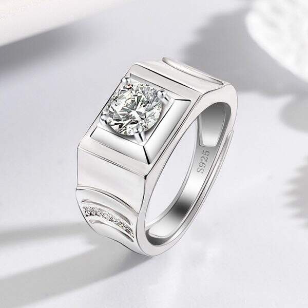 Men's ring, diamond ring - Image 1