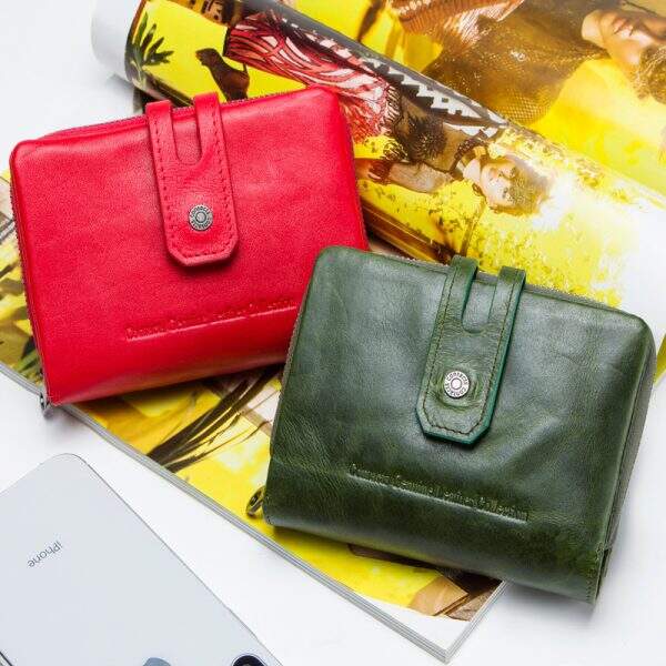 Black Angel Factory Women's Casual Buckle Wallet Made of Genuine Leather and Cowhide - Image 3
