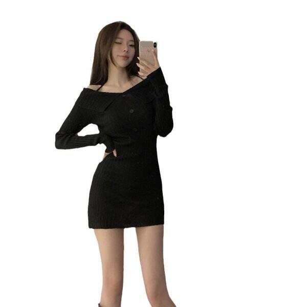 Knitted shoulder dress - Image 5