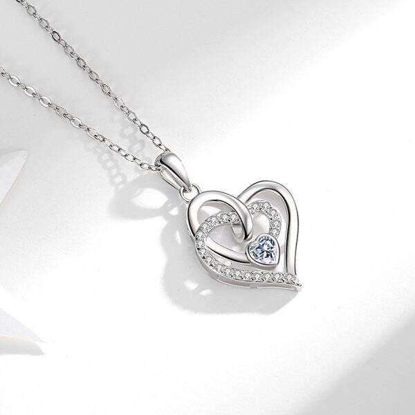 Light luxury double heart diamond necklace for women - Image 2
