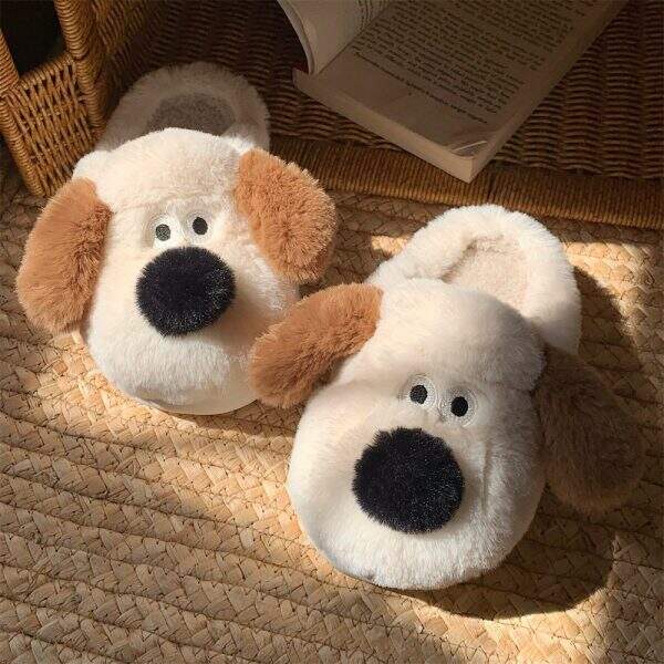 Dog plush cotton slippers with toe caps - Image 4