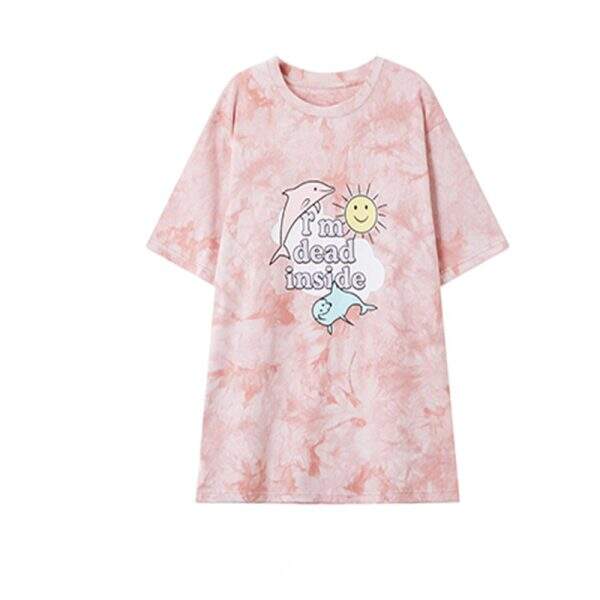 Women's tie dye cartoon shirt - Image 5