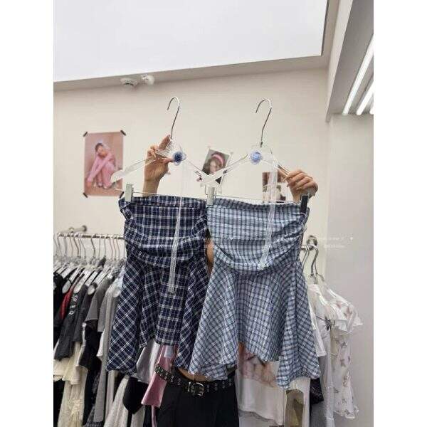Slim fit sleeveless vest in blue plaid pattern - Image 2