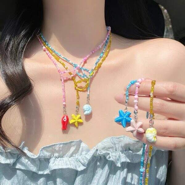 Colorful bead necklace - Image 1