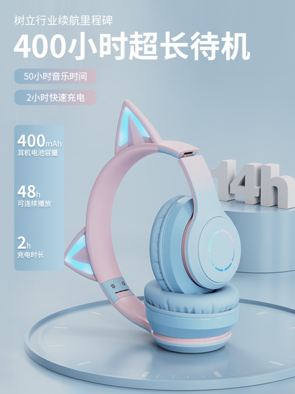 Cat Pattern Wireless Bluetooth Earphones - Image 2