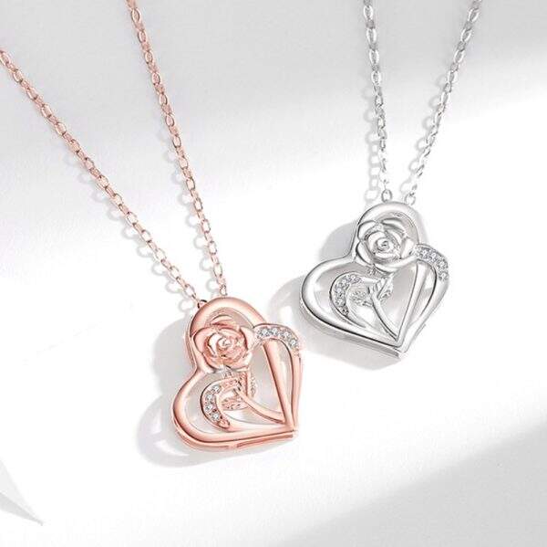 Heart shaped rose necklace - Image 1