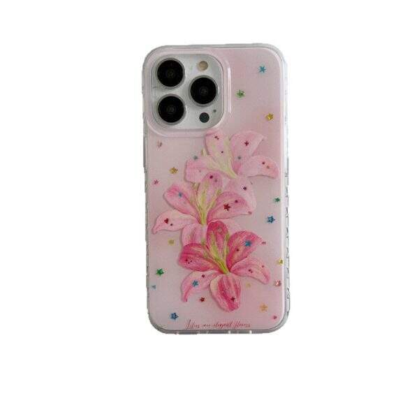 Gilded Pink Lily Apple Phone Case - Image 5