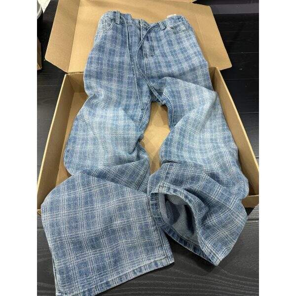 Old blue checkered jeans for men - Image 1