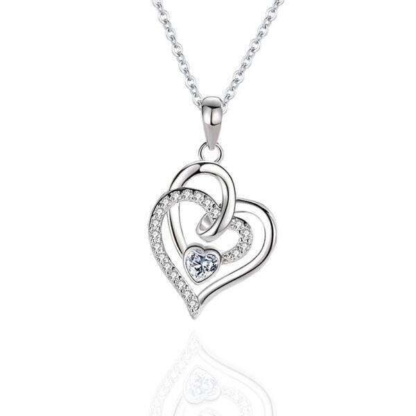 Light luxury double heart diamond necklace for women - Image 5