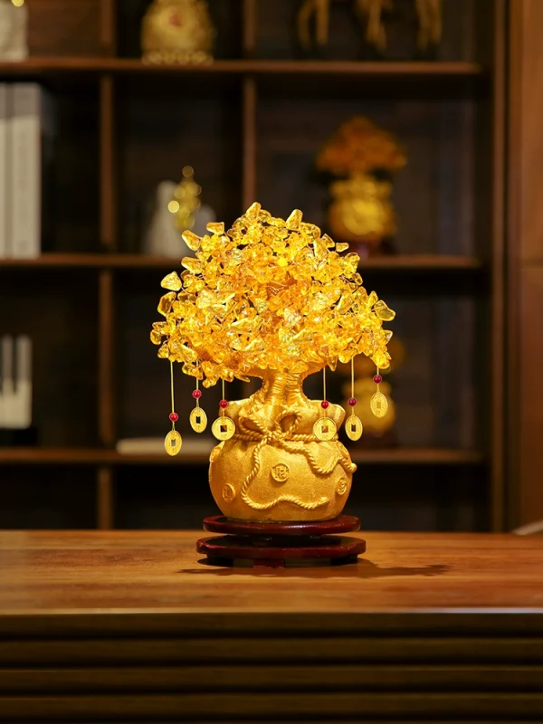 Lucky tree decorated with yellow crystals - Image 1