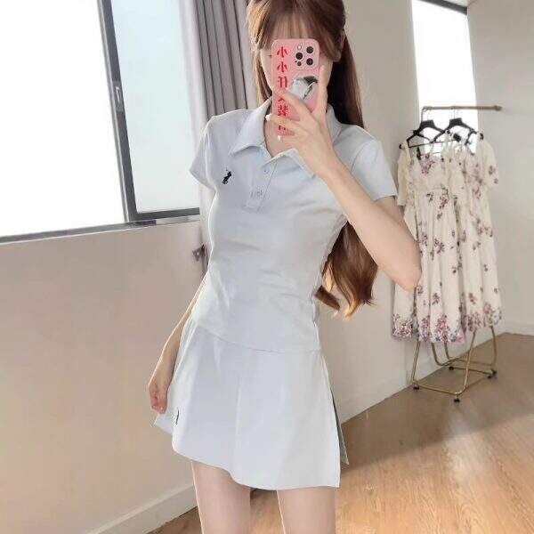 Two piece set of short sleeved T-shirt and skirt sports suit - Image 5