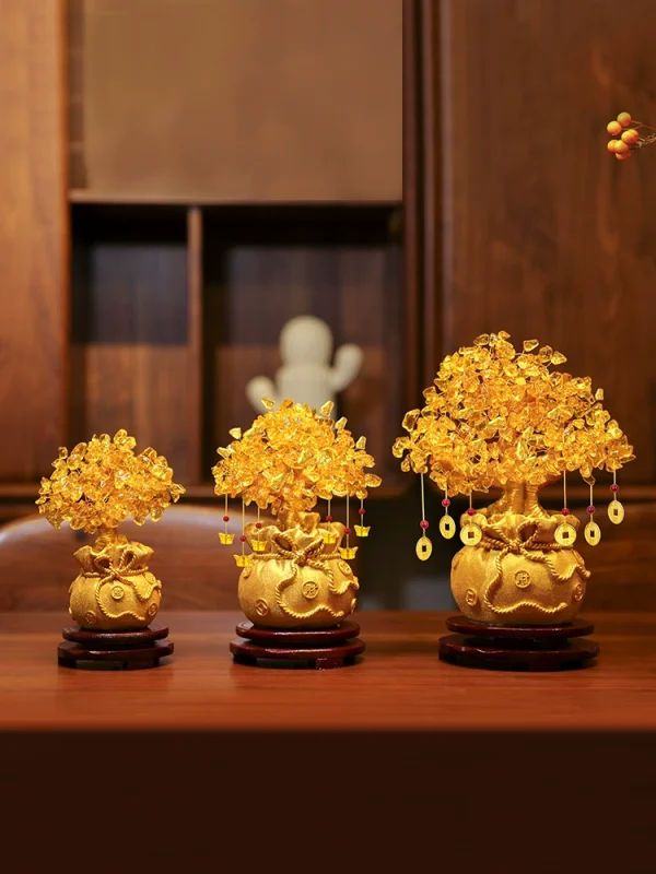 Lucky tree decorated with yellow crystals - Image 3