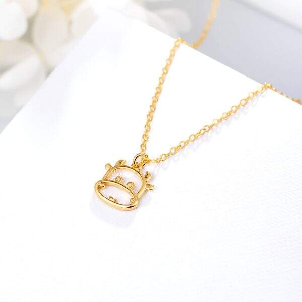 Cute gold-plated hollow cow pendant necklace - Image 3