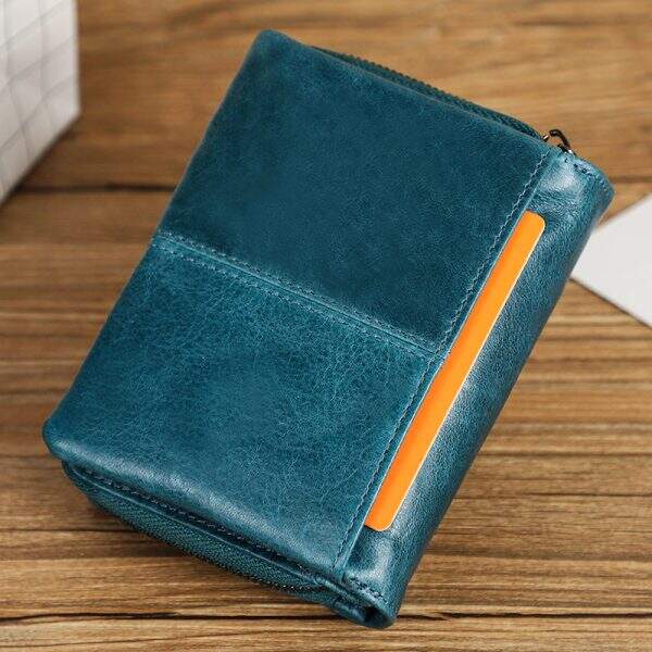 Black Angel Factory Women's Casual Buckle Wallet Made of Genuine Leather and Cowhide - Image 2