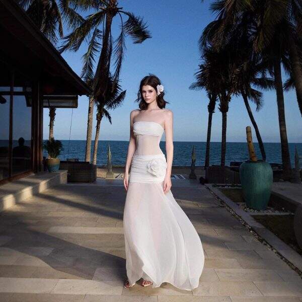 Mesh strapless dress - Image 2