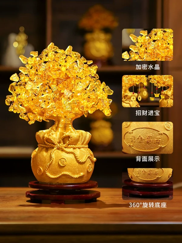 Lucky tree decorated with yellow crystals - Image 2