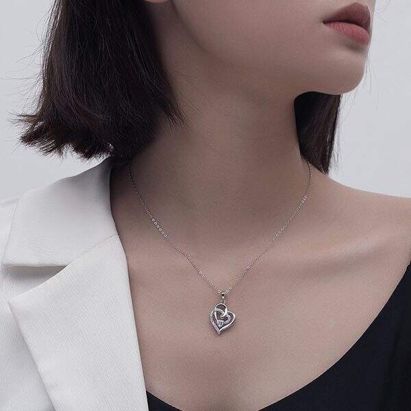 Light luxury double heart diamond necklace for women - Image 4