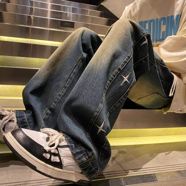 Washed Embroidered Jeans for Men - Image 2