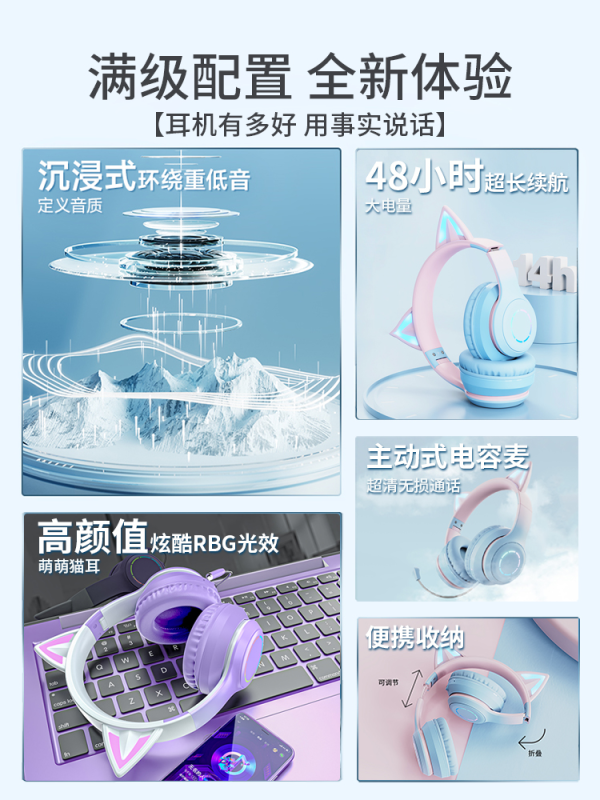 Cat Pattern Wireless Bluetooth Earphones - Image 5