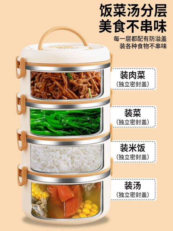 Multi layer heat-resistant stainless steel lunch box - Image 4