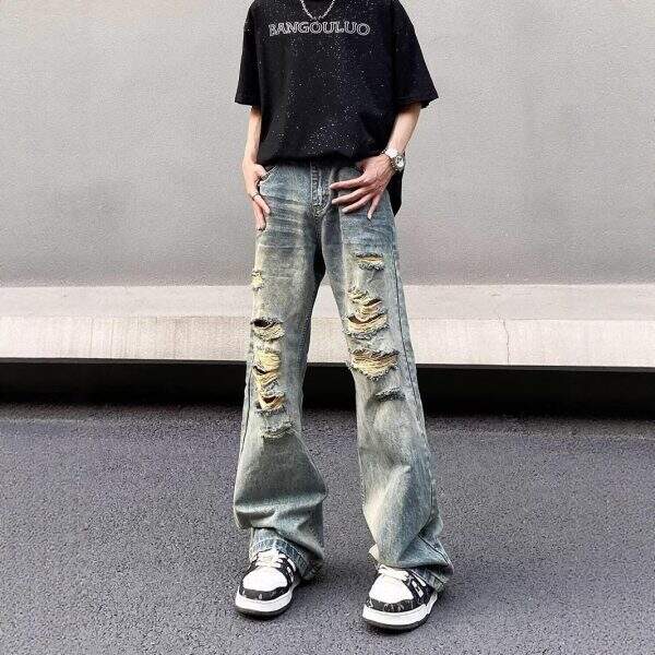 Men's washable ripped jeans - Image 1