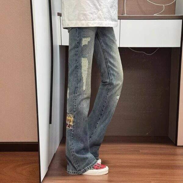 Ethnic style patchwork denim jeans for men - Image 3