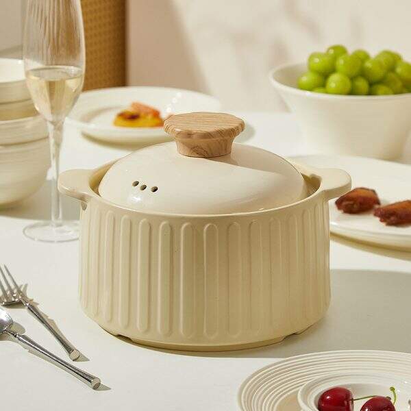 Ceramic bowl and plate set with relief patterns - Image 3