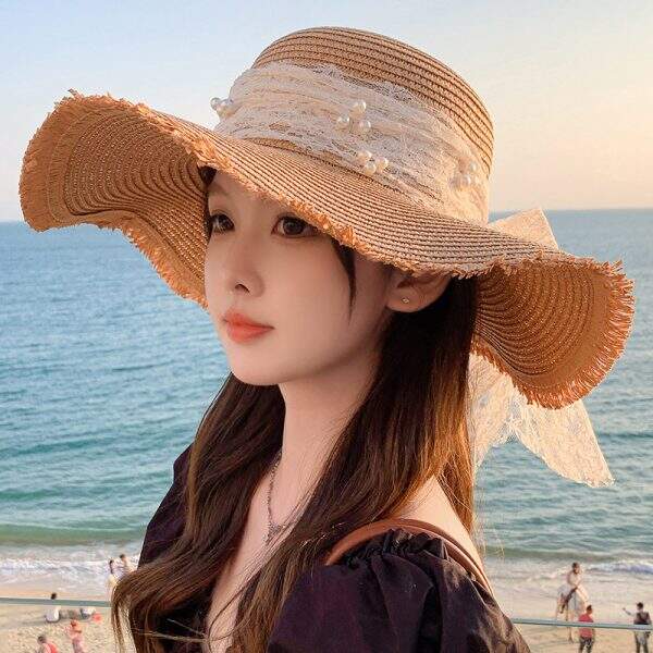 New Butterfly Bow Sunshade Straw Hat for Women - Image 1