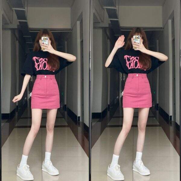 Sexy girl set, including short sleeved T-shirt and skirt - Image 2