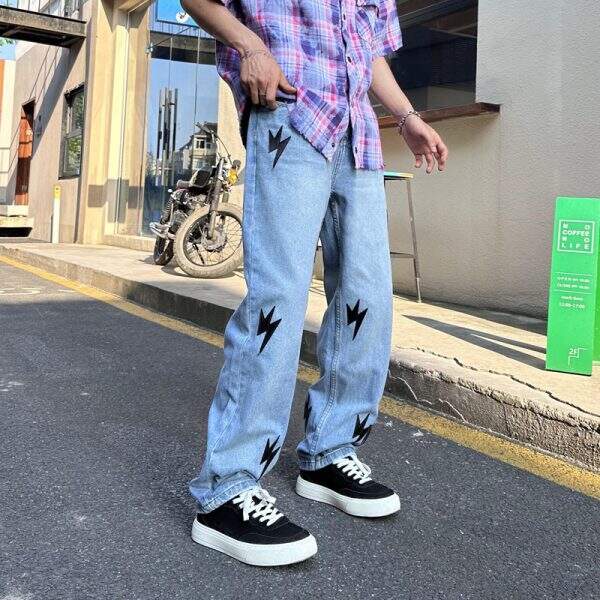 High end lightning embroidered jeans for men - Image 3