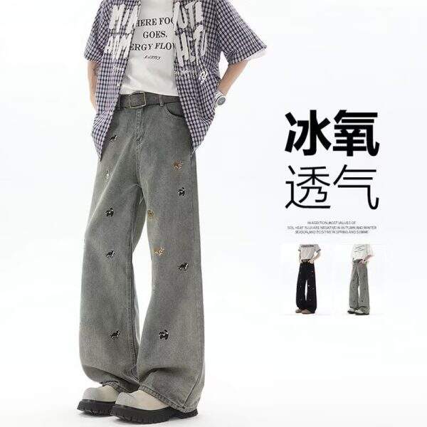 Vintage Embroidered Jeans for Men - Image 1