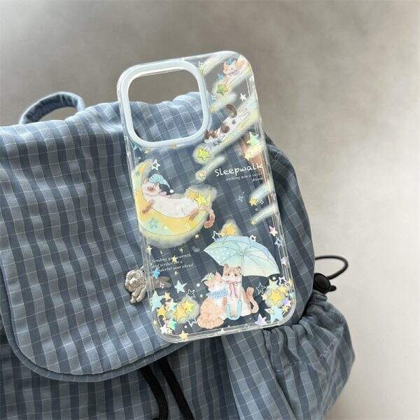 Gilded Moon Cat Apple Phone Case - Image 2
