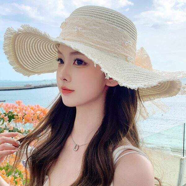 New Butterfly Bow Sunshade Straw Hat for Women - Image 2