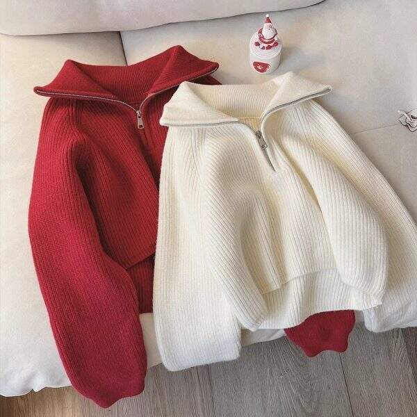Loose V-neck sweater - Image 1