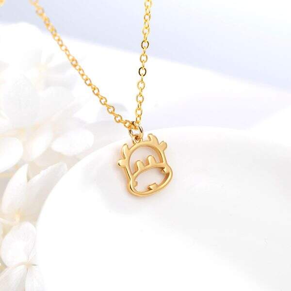 Cute gold-plated hollow cow pendant necklace - Image 4