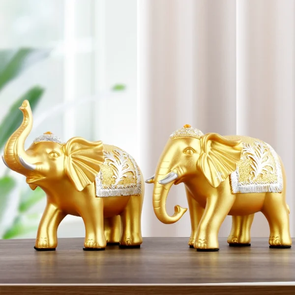 Place a pair of elephant ornaments in the living room - Image 3