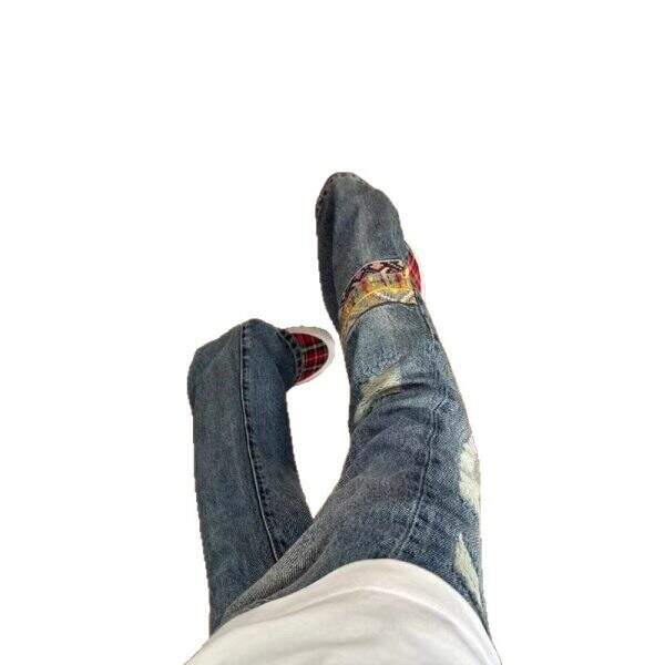 Ethnic style patchwork denim jeans for men - Image 5