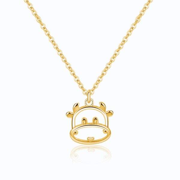 Cute gold-plated hollow cow pendant necklace - Image 5