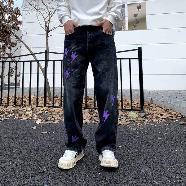 High end lightning embroidered jeans for men - Image 2