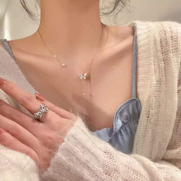 Butterfly tassel pearl necklace - Image 3