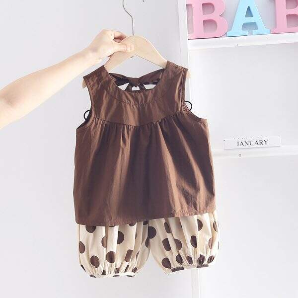 Sleeveless two-piece trendy clothing set - Image 1
