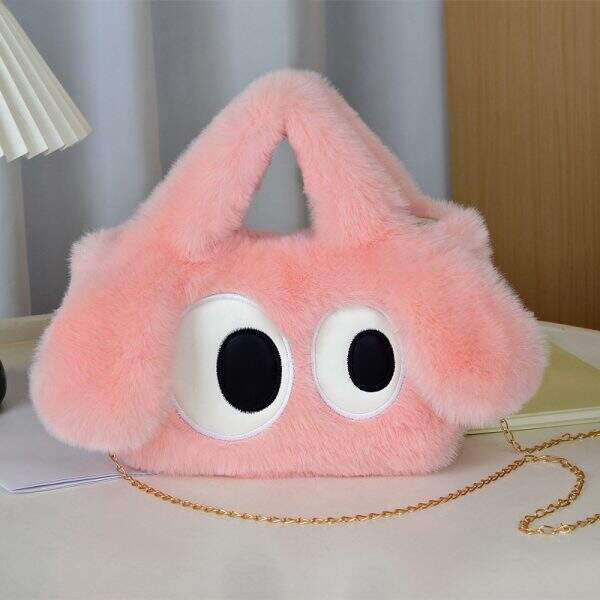 Plush bag with big eyed puppy pattern - Image 1