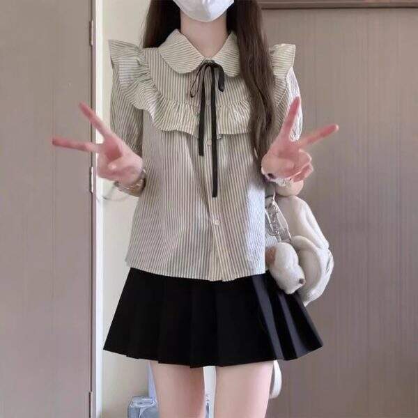 Baby collar short sleeved bow decoration shirt - Image 4