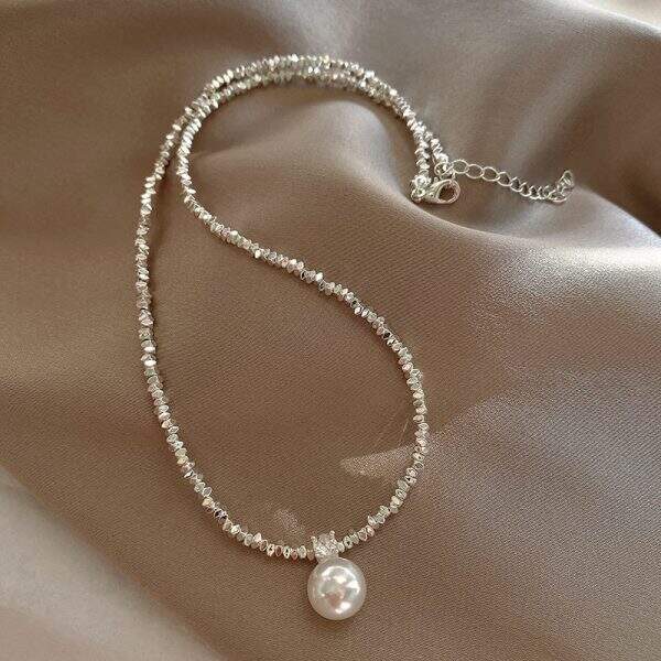 Luxurious design silver pearl necklace - Image 1