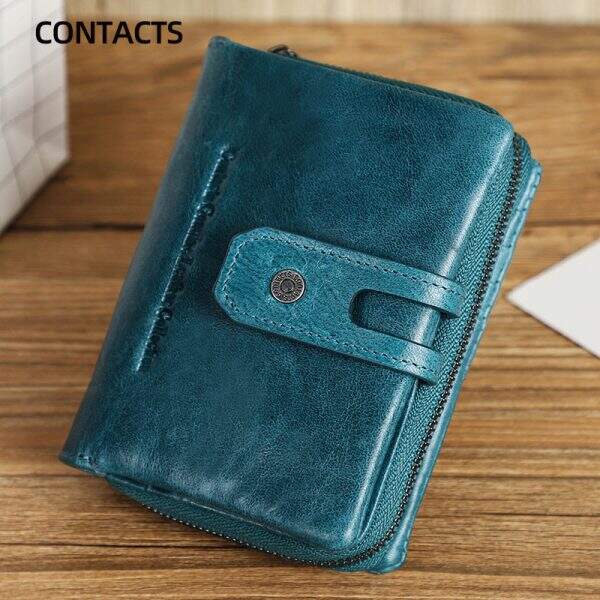 Black Angel Factory Women's Casual Buckle Wallet Made of Genuine Leather and Cowhide - Image 1