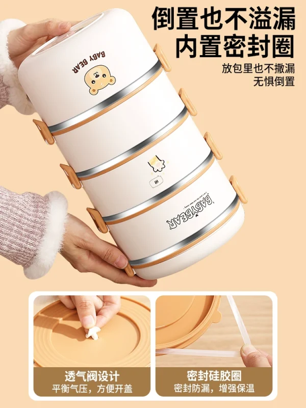 Multi layer heat-resistant stainless steel lunch box - Image 3