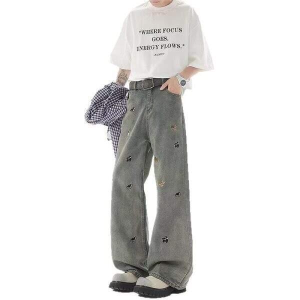 Vintage Embroidered Jeans for Men - Image 3