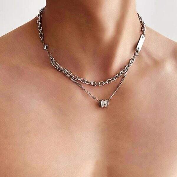 Men's Fashion Double layered Star Necklace - Image 4