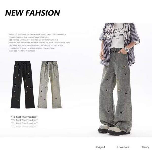 Vintage Embroidered Jeans for Men - Image 5
