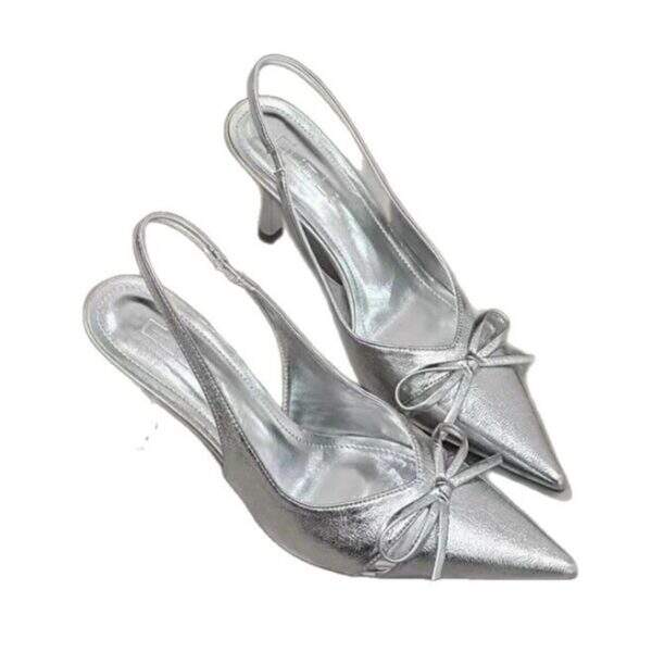 Sweet pink bow decoration square high-heeled sandals - Image 5